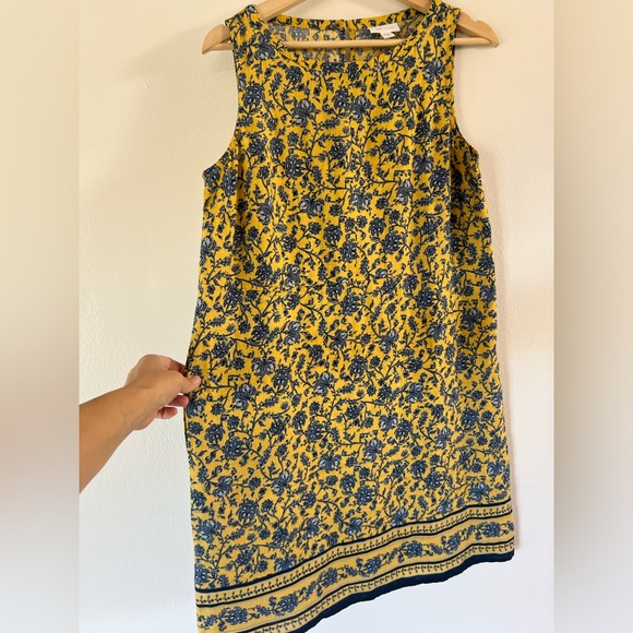 J. Jill Love Linen Yellow & Blue Floral Sleeveless Dress Size Small Petite - Picture 4 of 9